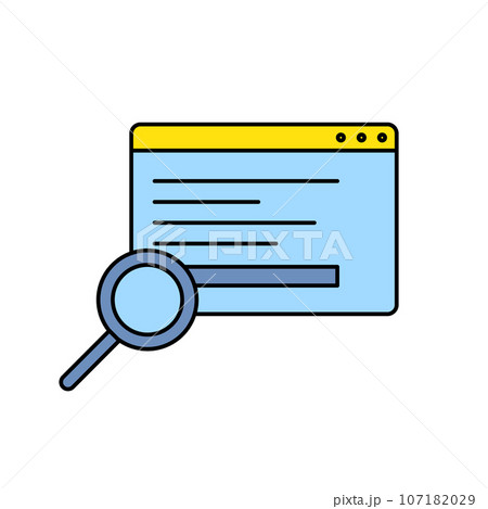 Browser Window Opened with Magnifier Search Concept Color Thin Line. Vector illustration of Website Screen Searching Browser Window Opened with Magnifier Search Concept Color Thin Line. Vector illustration of Website Screen Searching 107182029