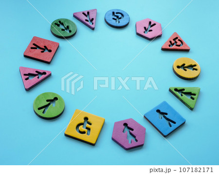 A circle of colorful figures as symbol diversity equity and inclusion. 107182171