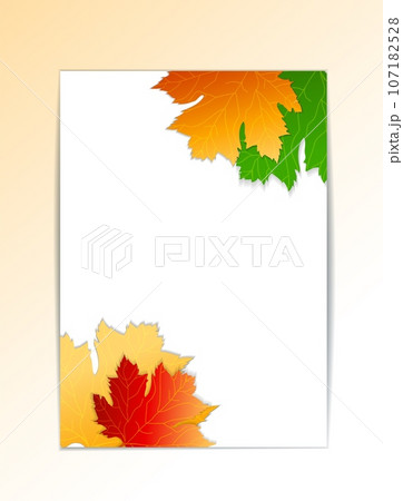 Abstract autumn leaves composition, maple leaves, business card, correspondence letter collection, a4 brochure title sheet, certificate, diploma, patent, charter, figure logo icon backdrop 107182528