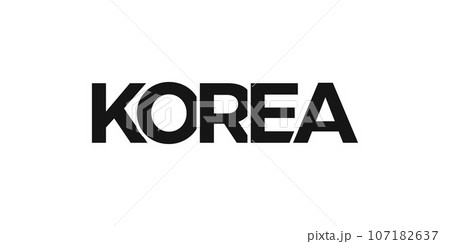 Korea emblem. The design features a geometric style, vector illustration with bold typography in a modern font. The graphic slogan lettering. Korea emblem. The design features a geometric style, vector illustration with bold typography in a modern font. The graphic slogan lettering. 107182637