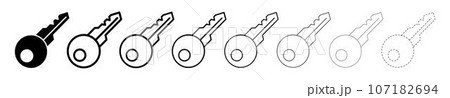 Set of Key different line shapes, thin line design vector illustration 107182694