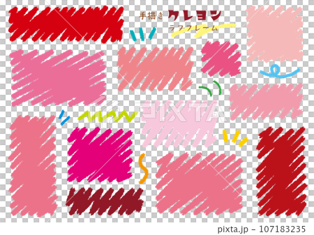 手寫蠟筆觸摸粗框橫幅背景/方形、粉紅色、紅色 手寫蠟筆觸摸粗框橫幅背景/方形、粉紅色、紅色 107183235