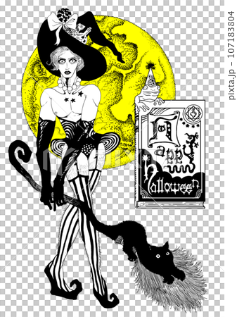 有掃帚、黑貓和青蛙的女巫 107183804