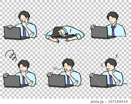 穿著西裝的男人使用電腦的日常生活套 穿著西裝的男人使用電腦的日常生活套 107184414