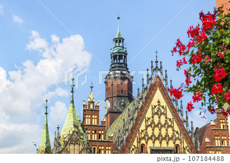 Town Hall and flowers 107184488