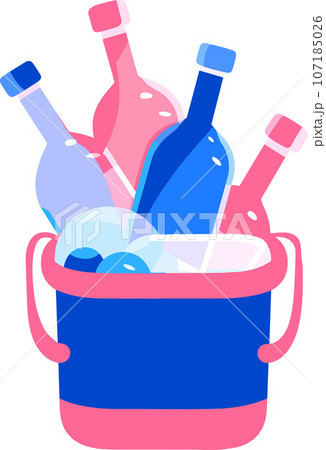 Hand Drawn Wine bottles and wine in wedding concept in flat style 107185026