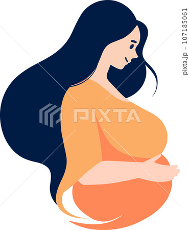 Hand Drawn Mother or pregnant woman in flat style Hand Drawn Mother or pregnant woman in flat style 107185061
