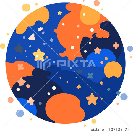 Hand Drawn Planets or stars in space in flat style Hand Drawn Planets or stars in space in flat style 107185122