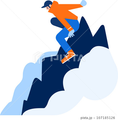 Hand Drawn Adventurous tourists climb mountains in flat style 107185126
