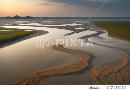 Landscape of low tide at low tide 107186102