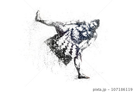 点描画風の相撲のシルエット、PNG背景透明。 点描画風の相撲のシルエット、PNG背景透明。 107186119