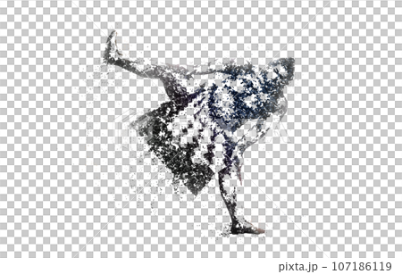 Pointillist style sumo silhouette, PNG background transparent. Pointillist style sumo silhouette, PNG background transparent. 107186119
