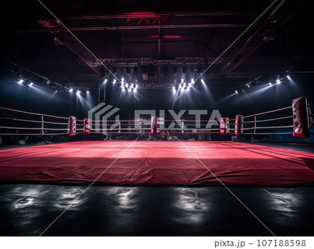 empty boxing ring with crowd