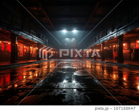Epic empty boxing ring in the spotlight on the fight night AI Epic empty boxing ring in the spotlight on the fight night AI 107188647