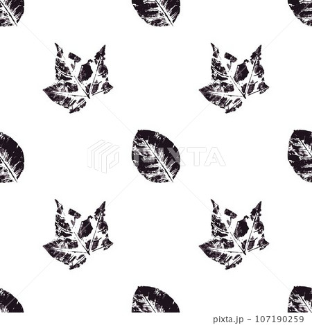 Ink messy drops leaves illustration. Print for cloth design, textile, fabric, wallpaper 107190259