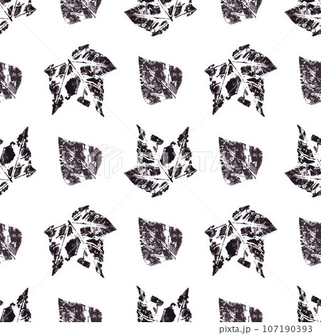 Ink messy drops leaves illustration. Print for cloth design, textile, fabric, wallpaper 107190393