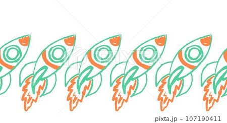 Cute seamless border. Drawings with wax crayons. Design for paper, fabric, interior decor and other use Cute seamless border. Drawings with wax crayons. Design for paper, fabric, interior decor and other use 107190411