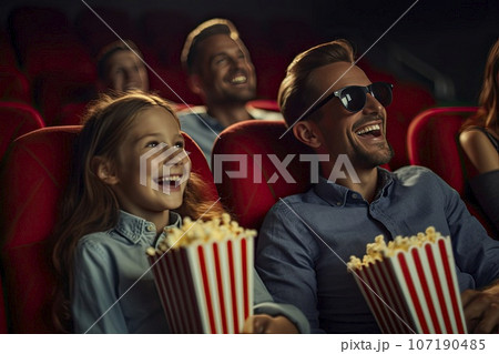 People emotions in cinema lifestyle. Happy people watching movie People emotions in cinema lifestyle. Happy people watching movie 107190485