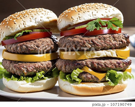 巨大なハンバーガーのAI画像 107190749