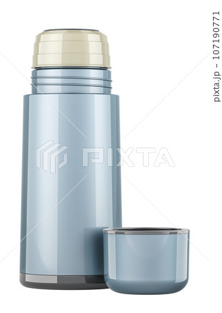 Thermos, Vacuum flask. 3D rendering Thermos, Vacuum flask. 3D rendering 107190771