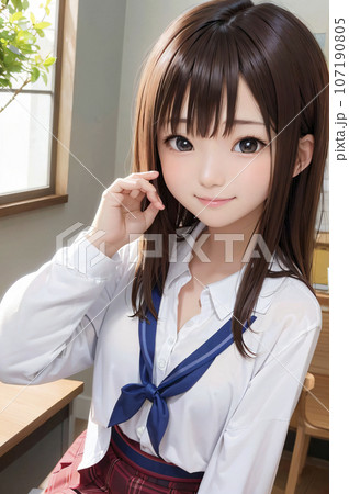 制服姿のかわいい女子高生のAI生成画像 107190805