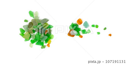 Natural Sea Glass, Beach Glass Stone Isolated, Polish Textured Seaglass on White Background Natural Sea Glass, Beach Glass Stone Isolated, Polish Textured Seaglass on White Background 107191131