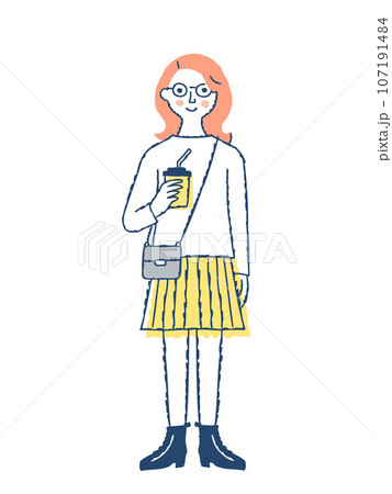 笑顔の若い女性　全身　f-16 107191484