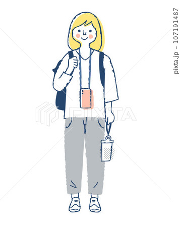 笑顔の若い女性　全身　f-13 107191487