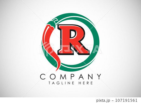 English Alphabet With Red Chilli Logo Design. Graphic Alphabet Symbol For Corporate Business 107191561