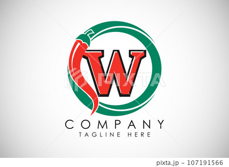 English Alphabet With Red Chilli Logo Design. Graphic Alphabet Symbol For Corporate Business 107191566