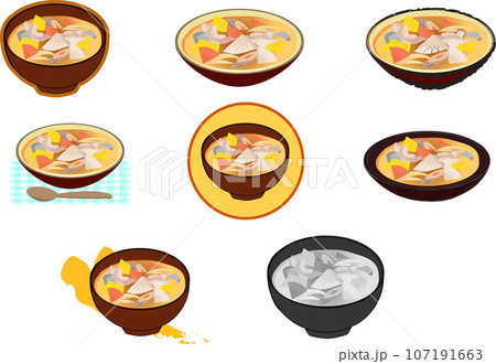豚汁のイラストセット 豚汁のイラストセット 107191663