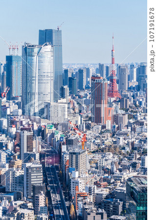 「東京都」渋谷スカイから眺める六本木方向の街並み・都市風景 「東京都」渋谷スカイから眺める六本木方向の街並み・都市風景 107191678