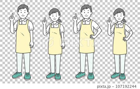 指差しをする介護士男女 片手 斜め 指差しをする介護士男女 片手 斜め 107192244