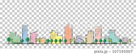 城市景觀的插圖排列著建築物。 107193007