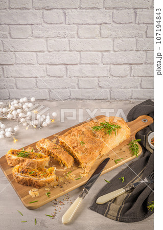 Puff pastry vegetable roll Puff pastry vegetable roll 107194843