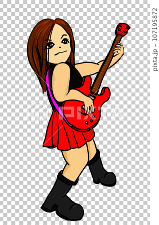 Illustration of a woman playing the bass 107195872