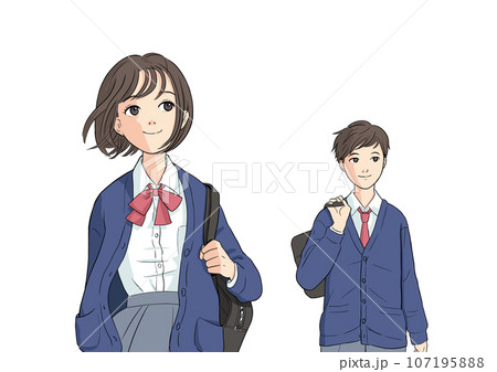 制服を着た男の子と女の子(ベクターあり) 制服を着た男の子と女の子(ベクターあり) 107195888