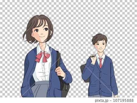 穿制服的男孩和女孩(有向量) 穿制服的男孩和女孩(有向量) 107195888