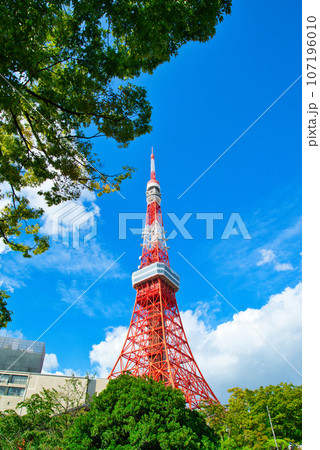 快晴 夏の青空と東京タワーの風景 快晴 夏の青空と東京タワーの風景 107196010