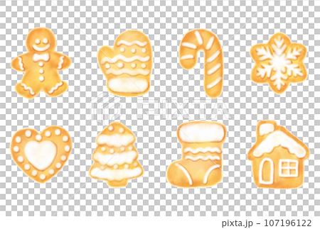 Illustration set of watercolor Christmas cookies in various shapes 107196122