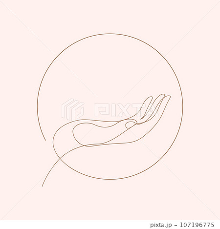 hand holding care concept in round shape thin line illustration hand holding care concept in round shape thin line illustration 107196775