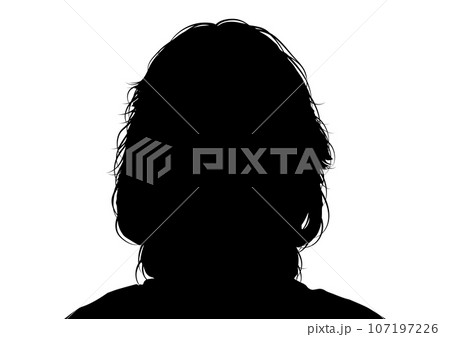 女性の顔アップの正面のシルエット 107197226