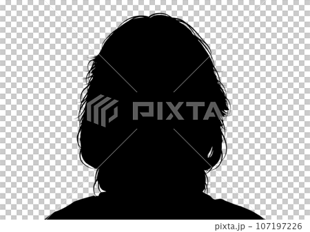 女性の顔アップの正面のシルエット 107197226