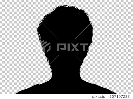 一個非常短髮的女人的正面特寫剪影 一個非常短髮的女人的正面特寫剪影 107197228