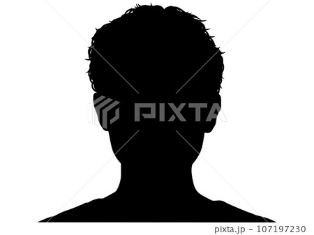 ベリーショートの女性の顔正面アップのシルエット ベリーショートの女性の顔正面アップのシルエット 107197230