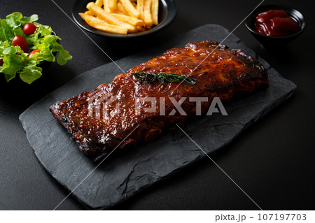 grilled and barbecue ribs pork grilled and barbecue ribs pork 107197703