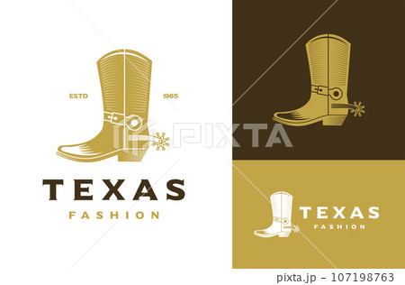 Texas Cowboy Boot Silhouette in Vintage Retro style Western Country symbol Texas Cowboy Boot Silhouette in Vintage Retro style Western Country symbol 107198763