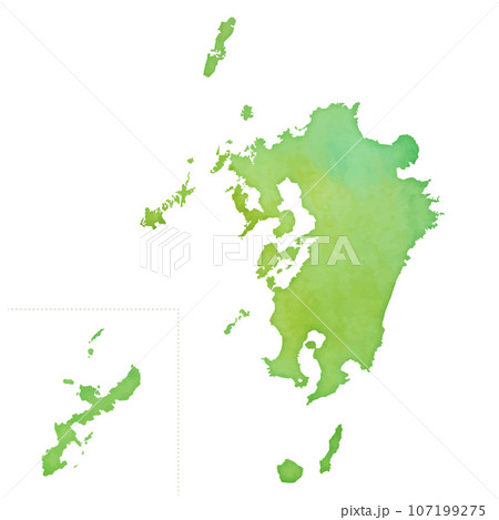 水彩風の地図 九州地方のイラスト 水彩風の地図 九州地方のイラスト 107199275