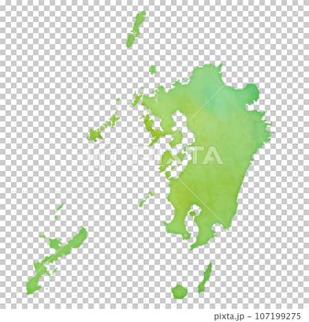 水彩風の地図 九州地方のイラスト 水彩風の地図 九州地方のイラスト 107199275