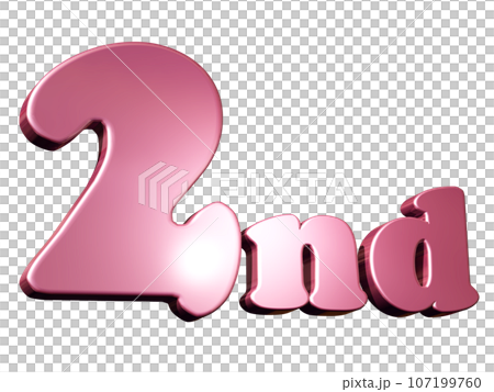 3DCG文字「2nd /2番目」レッド,赤 107199760